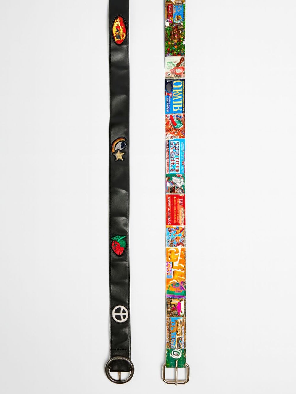 Vintage-Style Patch Belts Bundle – Black Embroidered & Retro Surf Print Belt Set